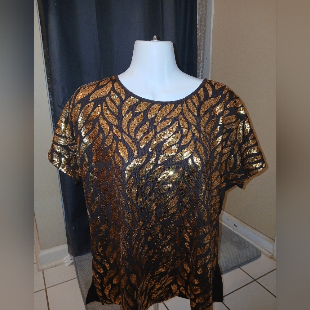 Gold and Black Patterned Women's Top